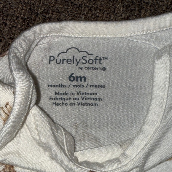 Carter's PurelySoft Farm Animal Print and Light Gray Long-sleeve Bodysuits 6m - Picture 2 of 3